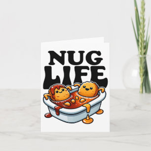 Nug Life Funny Chicken Nuggets In Bbq Sauce Cartoo Card
