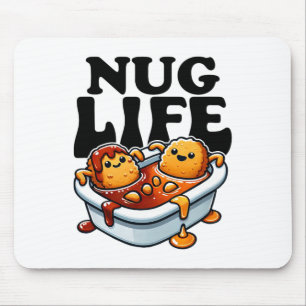 Nug Life Funny Chicken Nuggets In Bbq Sauce Cartoo Mouse Mat