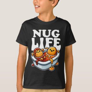 Nug Life Funny Chicken Nuggets In Bbq Sauce Cartoo T-Shirt