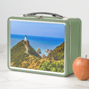 Nugget Point lighthouse, New Zealand Metal Lunch Box