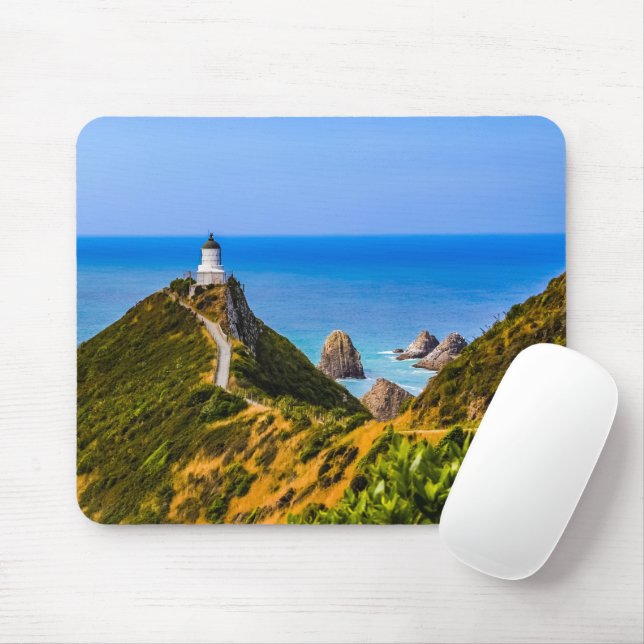 Nugget Point lighthouse, New Zealand Mouse Mat (With Mouse)
