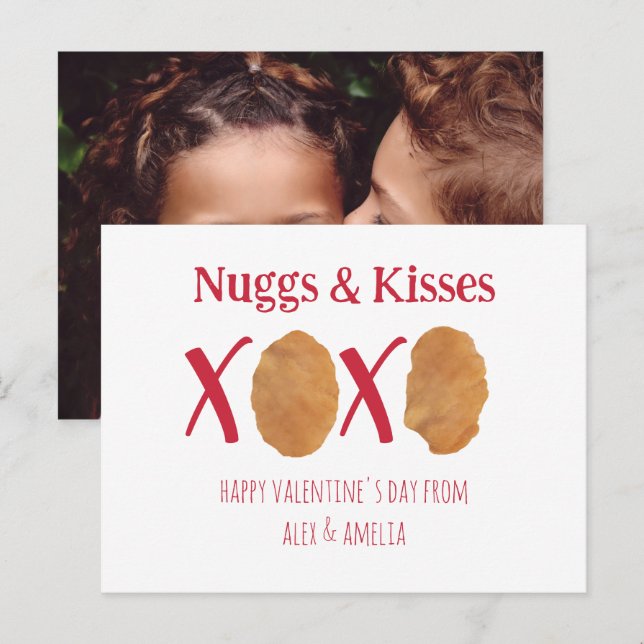 Nuggs & Kisses Chicken Nuggets Pun Valentine Photo Postcard (Front/Back)