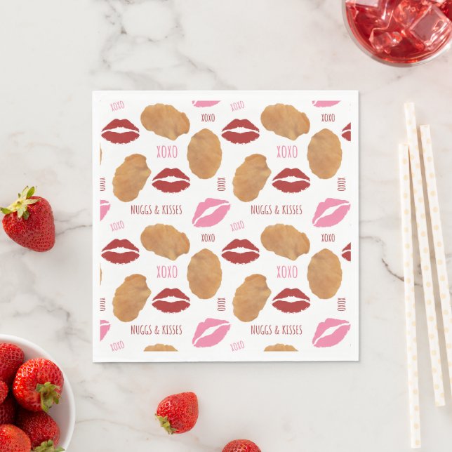 Nuggs & Kisses Valentine Pattern Nuggets Lips Napkin (Insitu)