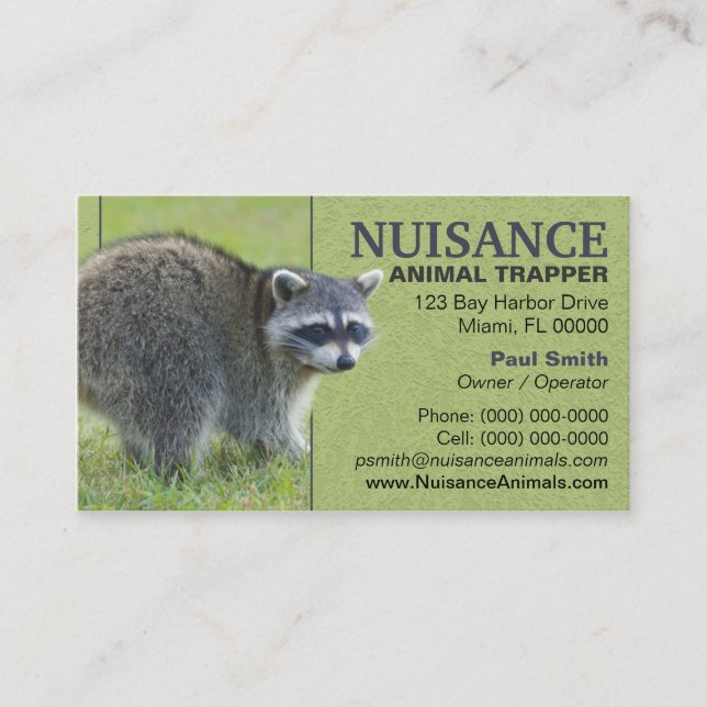 Nuisance Animal Trapper Business Card (Front)