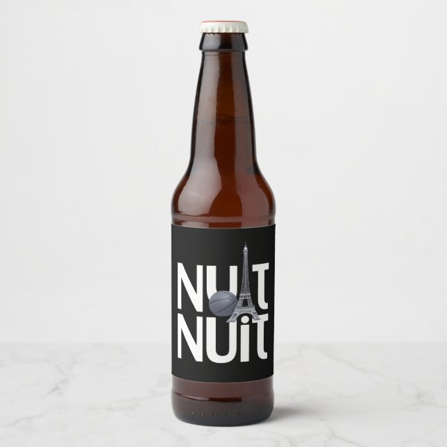 Nuit Nuit Basketball Night French Word Paris Tower Beer Bottle Label (Front)