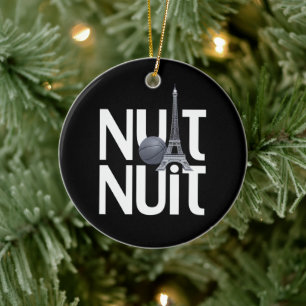 Nuit Nuit Basketball Night French Word Paris Tower Ceramic Tree Decoration