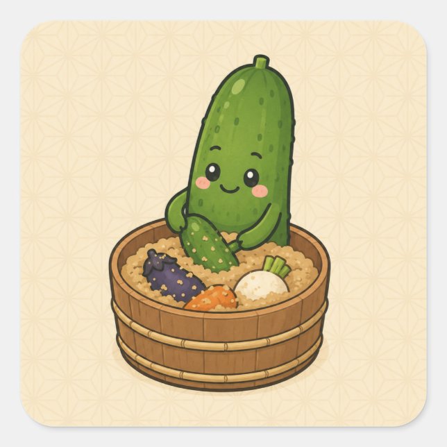 Nukazuke Cucumber Square Sticker (Front)