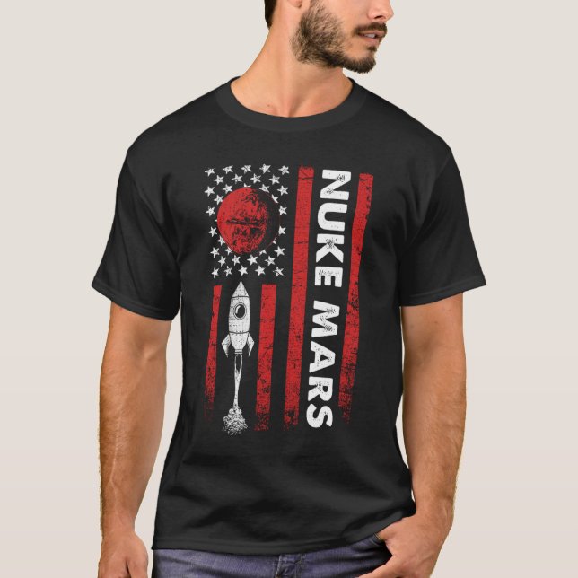 Nuke Mars  Astronauts Rocket T-Shirt (Front)