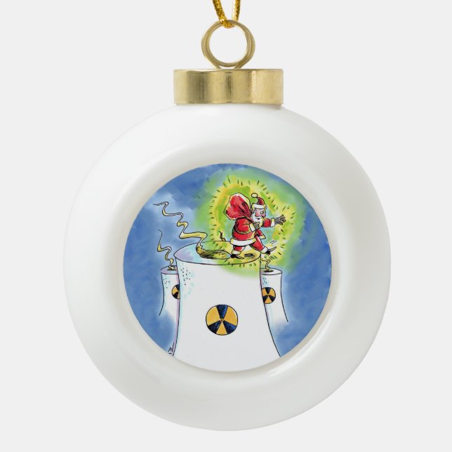 Nuked Santa Claus ceramic Christmas ball ornament (Front)