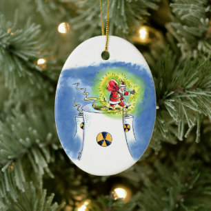 Nuked Santa Claus oval ceramic ornament