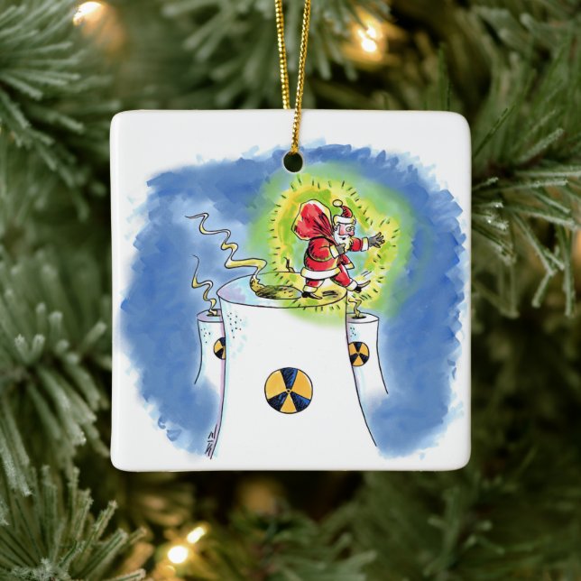 Nuked Santa Claus square ceramic ornament (Tree)