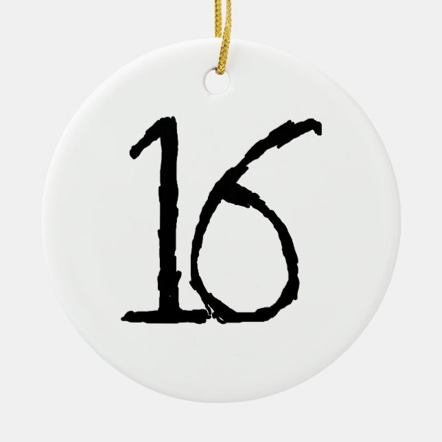 Number16 Ceramic Tree Decoration (Front)