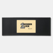 Number1 Luck Text Retro Check Typography Bar Mat
