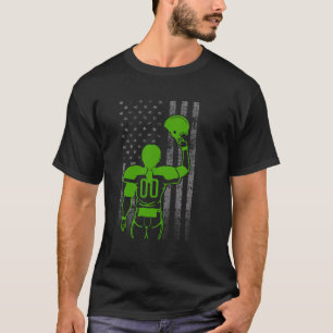 Number 00 Green Female Football Player Flag With H T-Shirt