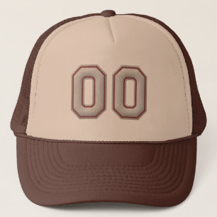 Number 00 with Cool Baseball Stitches Look Trucker Hat