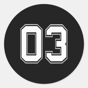 Number 03 Bysebyll Footbyll Soccer Birthday Gift  Classic Round Sticker
