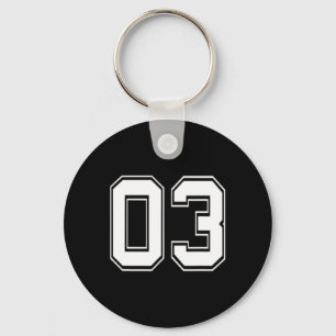 Number 03 Bysebyll Footbyll Soccer Birthday Gift Key Ring