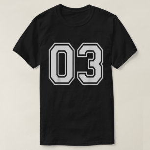 Number 03 Varsity Sports Team Jersey 03th Birthday T-Shirt