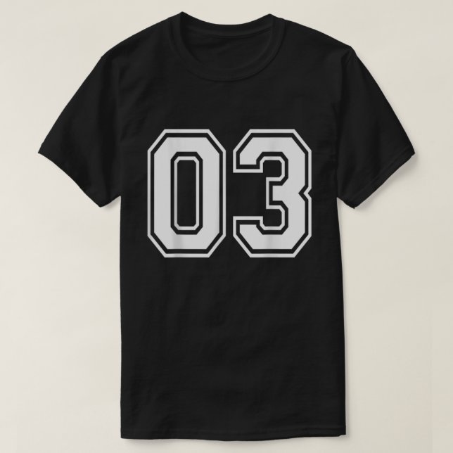 Number 03 Varsity Sports Team Jersey 03th Birthday T-Shirt (Design Front)