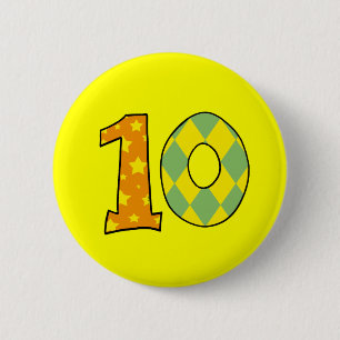 Number 10 6 cm round badge