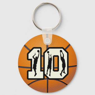 Number 10 Basketball and Players Key Ring