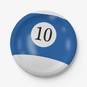 Number 10 billiard ball paper plate