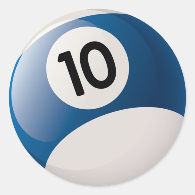 NUMBER 10 BILLIARDS BALL CLASSIC ROUND STICKER (Front)