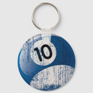 NUMBER 10 BILLIARDS BALL - ERODED STYLE KEY RING