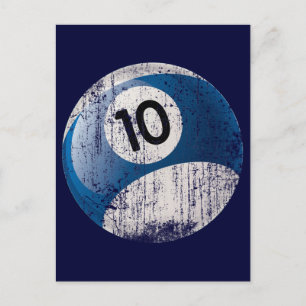 NUMBER 10 BILLIARDS BALL - ERODED STYLE POSTCARD
