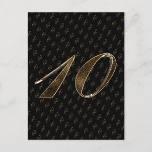 Number 10 Black Gold 10th Wedding Anniversary Postcard