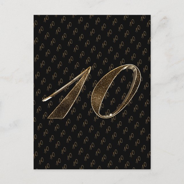 Number 10 Black Gold 10th Wedding Anniversary Postcard (Front)