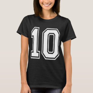 Number 10 Bysebyll Footbyll Soccer Numbered Jersey T-Shirt