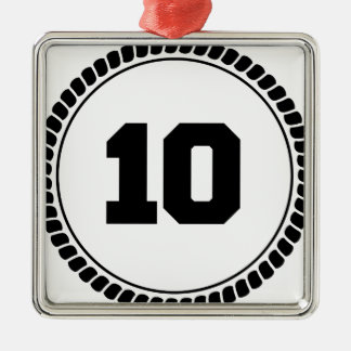 Number 10 circle metal tree decoration