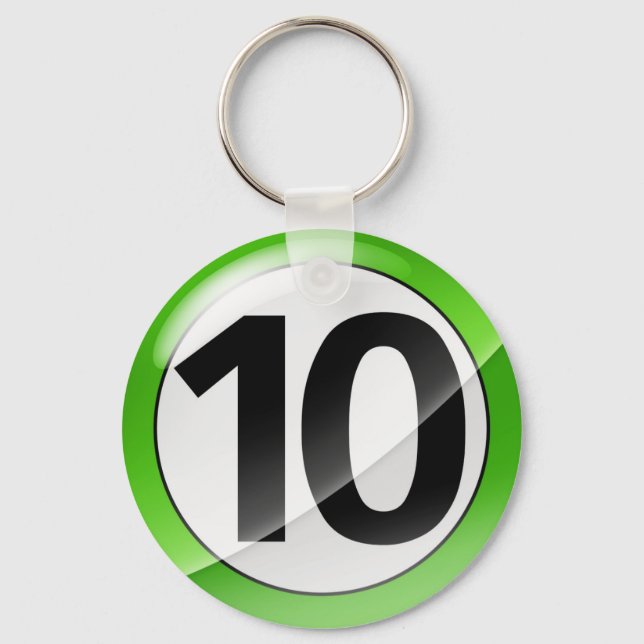 Number 10 green Key Chain (Front)