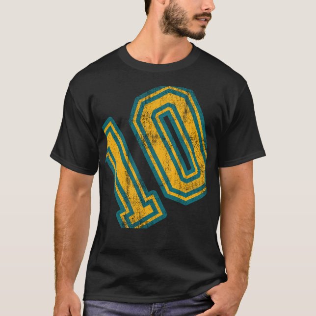 number 10 - number ten vintage, retro T-Shirt (Front)