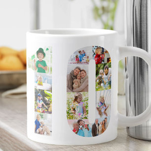 Number 10 Photo Collage 10th Birthday Large Coffee Mug