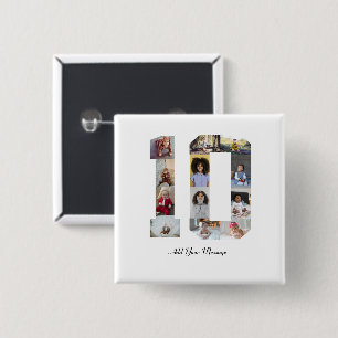 Number 10 Photo Collage 15 Cm Square Badge