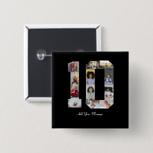 Number 10 Photo Collage 15 Cm Square Badge