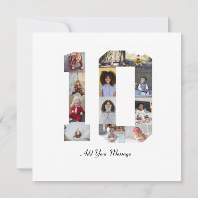 Number 10 Photo Collage Card (Front)