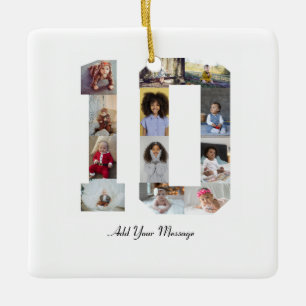 Number 10 Photo Collage Ceramic Ornament