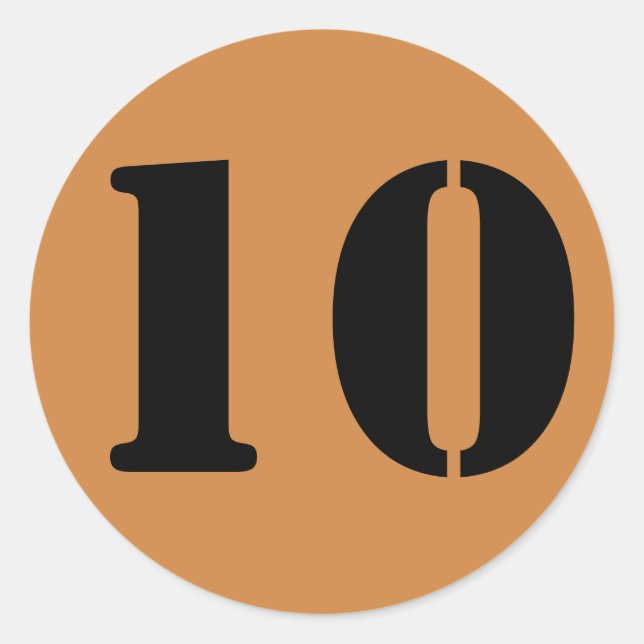 Number 10 Ten Peru Gold Stencil Numbers by Janz Classic Round Sticker (Front)
