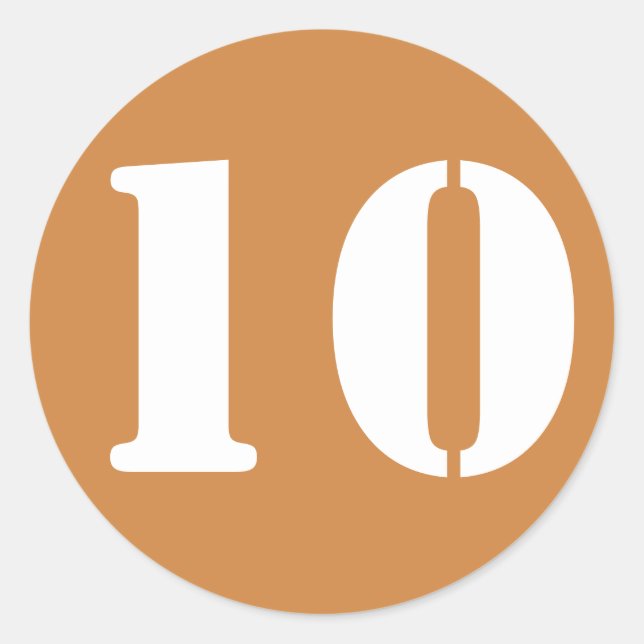 Number 10 Ten Peru Gold Stencil Numbers by Janz Classic Round Sticker (Front)