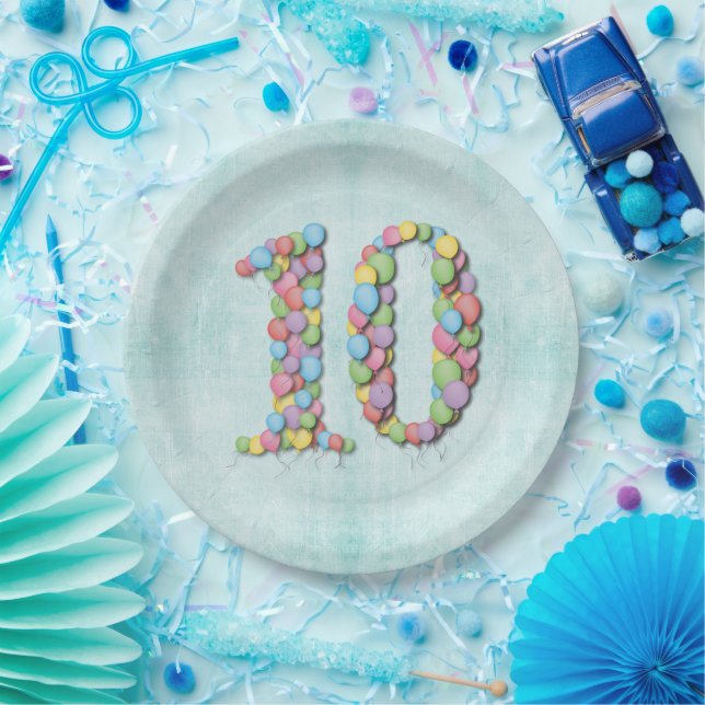 Number 10 Tenth Birthday Anniversary Party Paper Plate (Party)