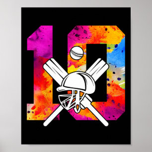 Number 10 Years Cricket 10th Birthday 1 Poster