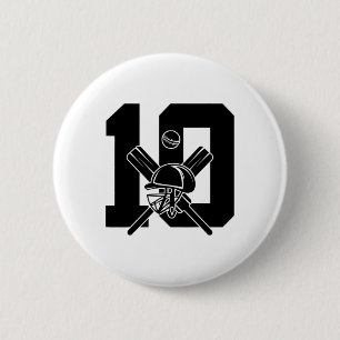 Number 10 Years Cricket 10th Birthday  6 Cm Round Badge
