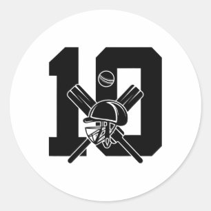 Number 10 Years Cricket 10th Birthday  Classic Round Sticker