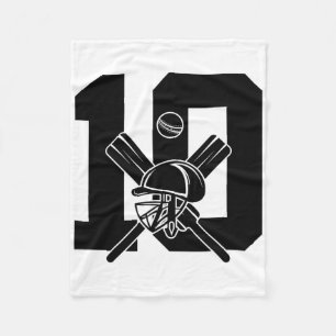Number 10 Years Cricket 10th Birthday Fleece Blanket