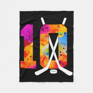 Number 10 Years Ice Hockey 10th Birthday (2) Fleece Blanket