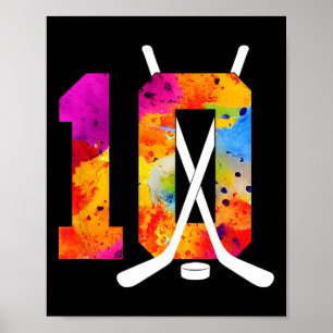 Number 10 Years Ice Hockey 10th Birthday (2)  Poster