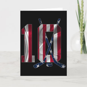 Number 10 Years Ice Hockey 10th Birthday  Card